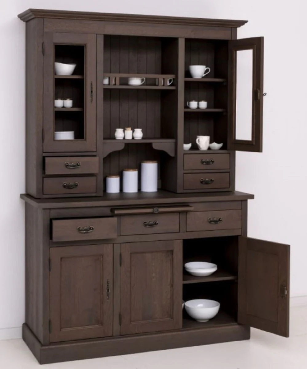 Casa Padrino armario de comedor de estilo campestre marr¨®n oscuro 138 x 50 x A. 197 cm - Armario de cocina de madera maciza - Muebles de comedor en estilo campestre