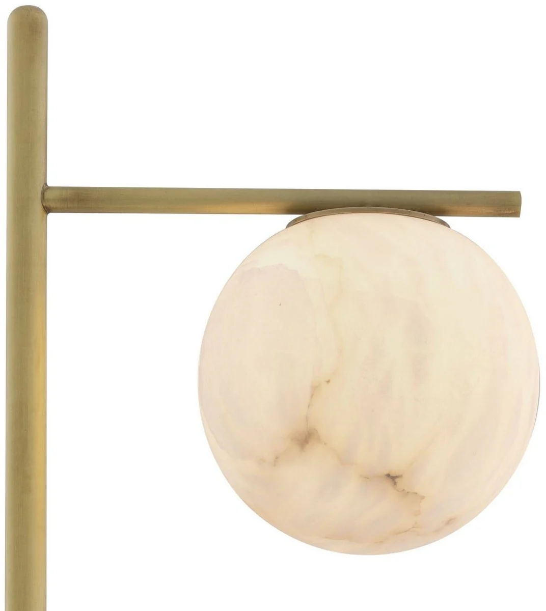 Casa Padrino lámpara de pie de lujo latón antiguo / alabastro / negro 45 x 29 x A. 162 cm - Lámpara de salón moderna con pantalla redonda de alabastro y base de mármol - Colección de Lujo