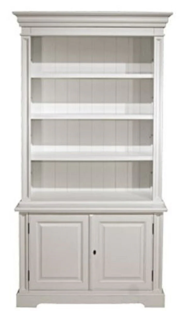 Casa Padrino armario de libros de estilo campestre blanco 118 x 53 x H. 223 cm - Gabinete de la Sala de Estar con 2 Puertas - Muebles de Estilo Campestre