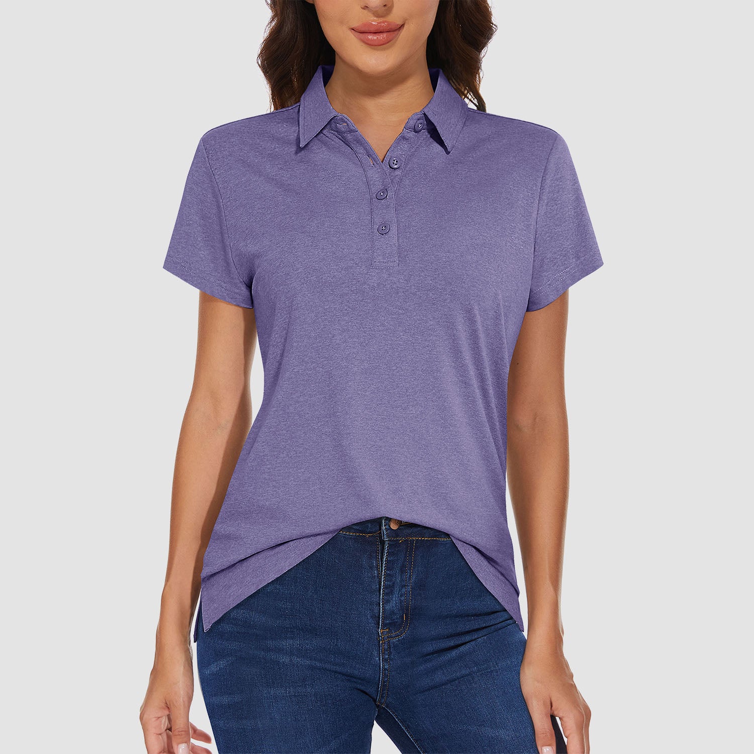 Women's Polo T-shirt 4 Buttons Casual T-Shirts Quick Dry Short Sleeve Golf Shirt