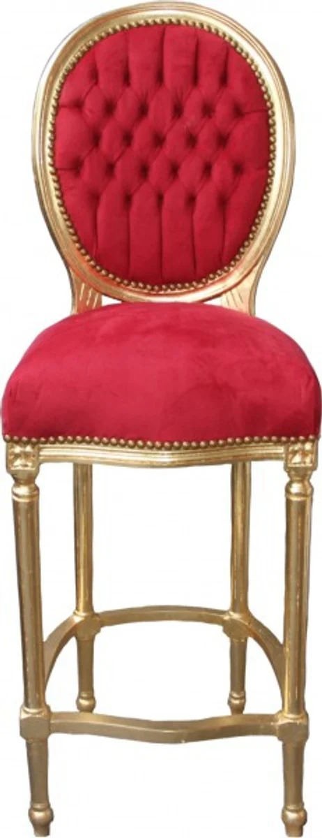 Casa Padrino barroco Silla de la barra de Burdeos Rojo / oro - alta silla de la barra taburete taburete - Muebles club