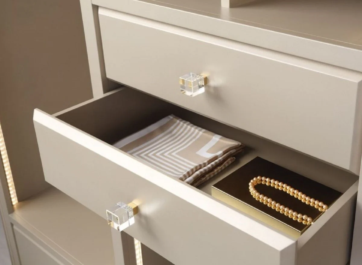 Casa Padrino Armario de Lujo Beige 200 x 60 x A. 230 cm - Armario de Dormitorio Abierto - Muebles de Dormitorio - Muebles de Hotel - Muebles de Lujo - Interior de Lujo - Interior de Dormitorio