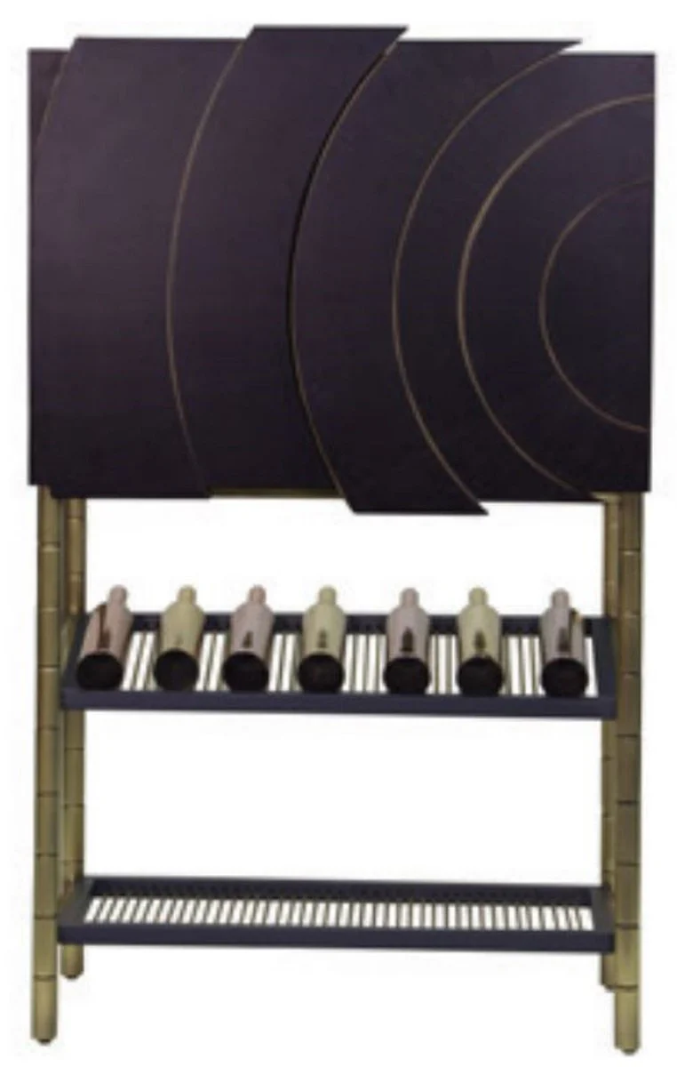 Casa Padrino armario bar de lujo negro / oro 100 x 44 x A. 160 cm - Armario del vino con 2 puertas - Armario de sal¨®n - Armario de bar - Muebles de Hotel