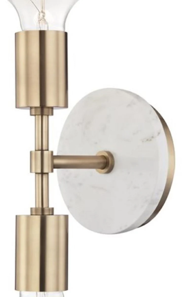 Casa Padrino lámpara de pared doble de lujo latón antiguo / blanco 12,7 x 16,5 x H. 50,8 cm - Lámpara de Pared para Hoteles y Restaurantes