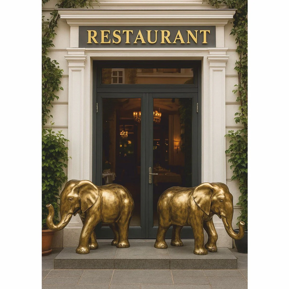 Casa Padrino escultura decorativa elefante oro antiguo 84 x Al. 57 cm - Figura decorativa