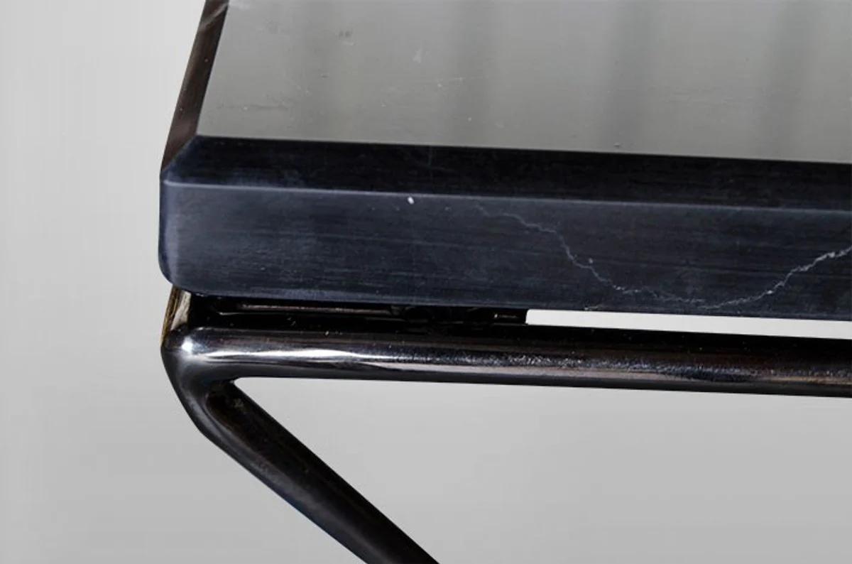 Casa Padrino Art Deco Side Table Black metal / marble 35 x 35 cm Art Nouveau table - Furniture flower stand