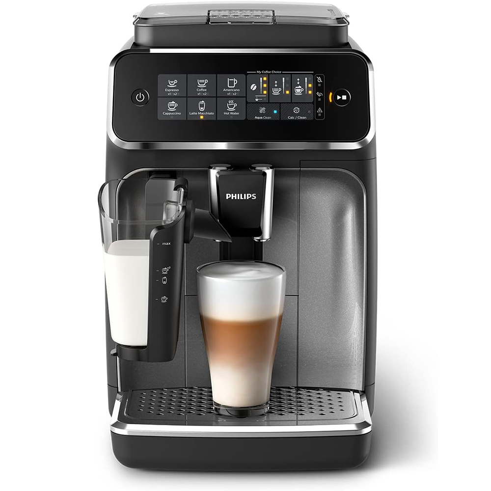 Philips 3200 series EP3246 / 70 fully automatic coffee machine, 5 specialty coffees (LatteGo milk system) black / silver lacquered