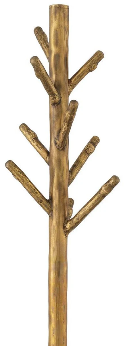 Casa Padrino perchero de pie de lujo latón vintage / negro Ø 29,5 x A. 162 cm - Perchero de acero inoxidable con base de mármol - Mueble armario - Muebles de lujo - Instalación de lujo