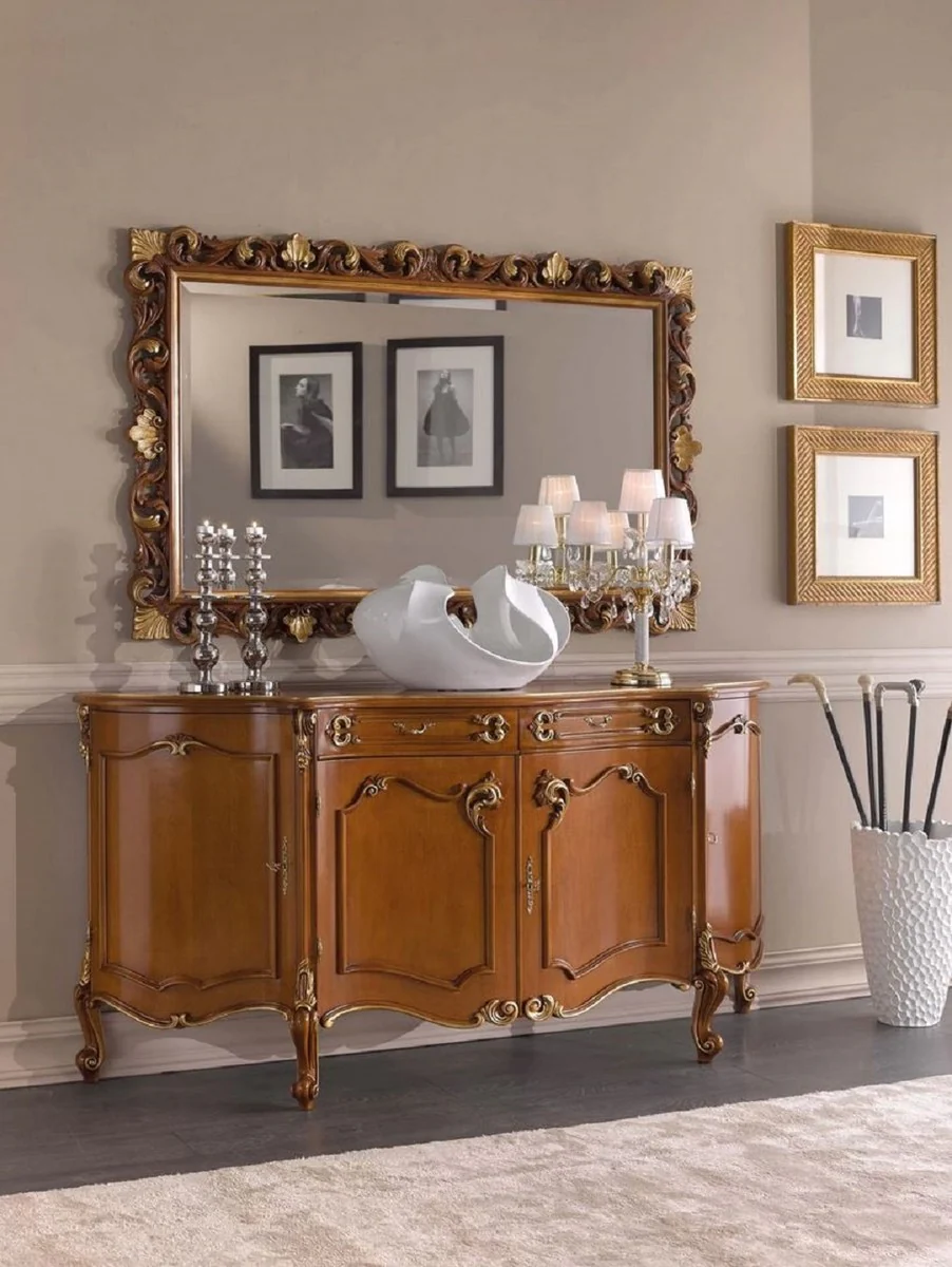 Casa Padrino espejo barroco de lujo marr¨®n / oro - Espejo de pared rectangular en estilo barroco - Magn¨ªficos Muebles Barrocos - Calidad de Lujo - Hecho en Italia