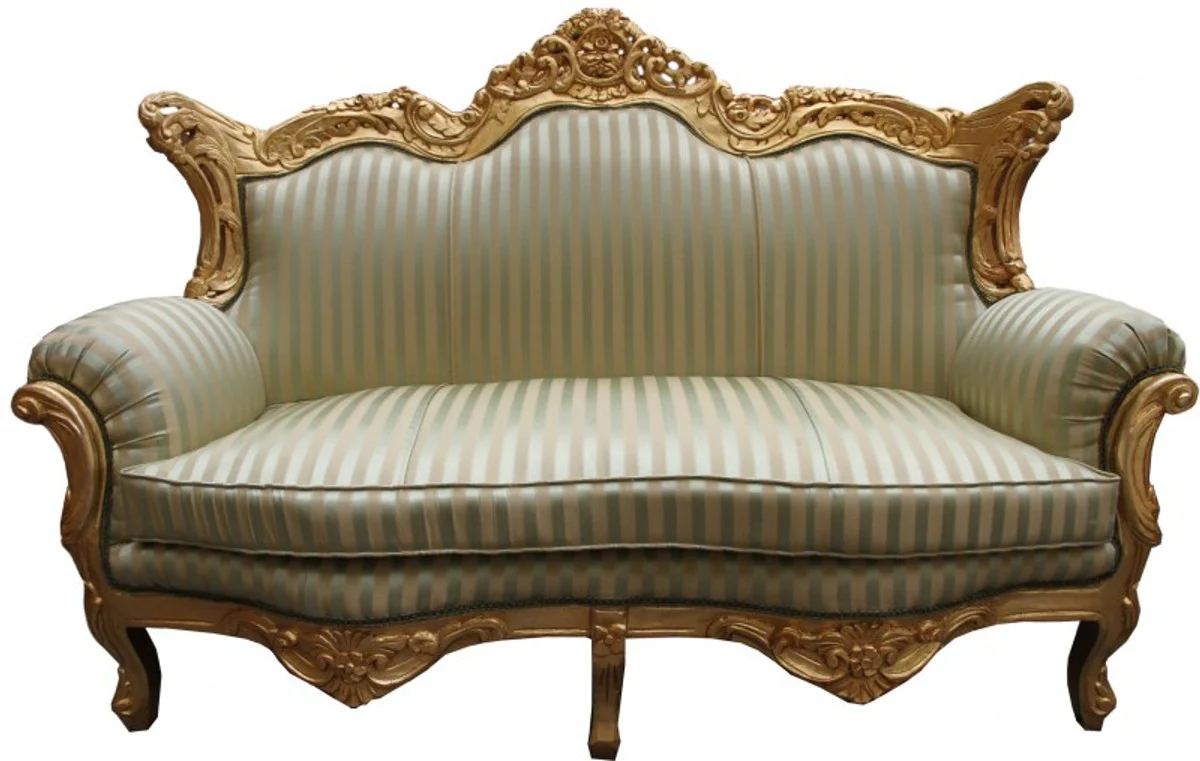 Casa Padrino Baroque master 2 seater jade-green/beige / gold - living room couch furniture Lounge