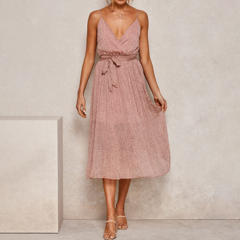 Fashion Sling Pleated Elegant Dress