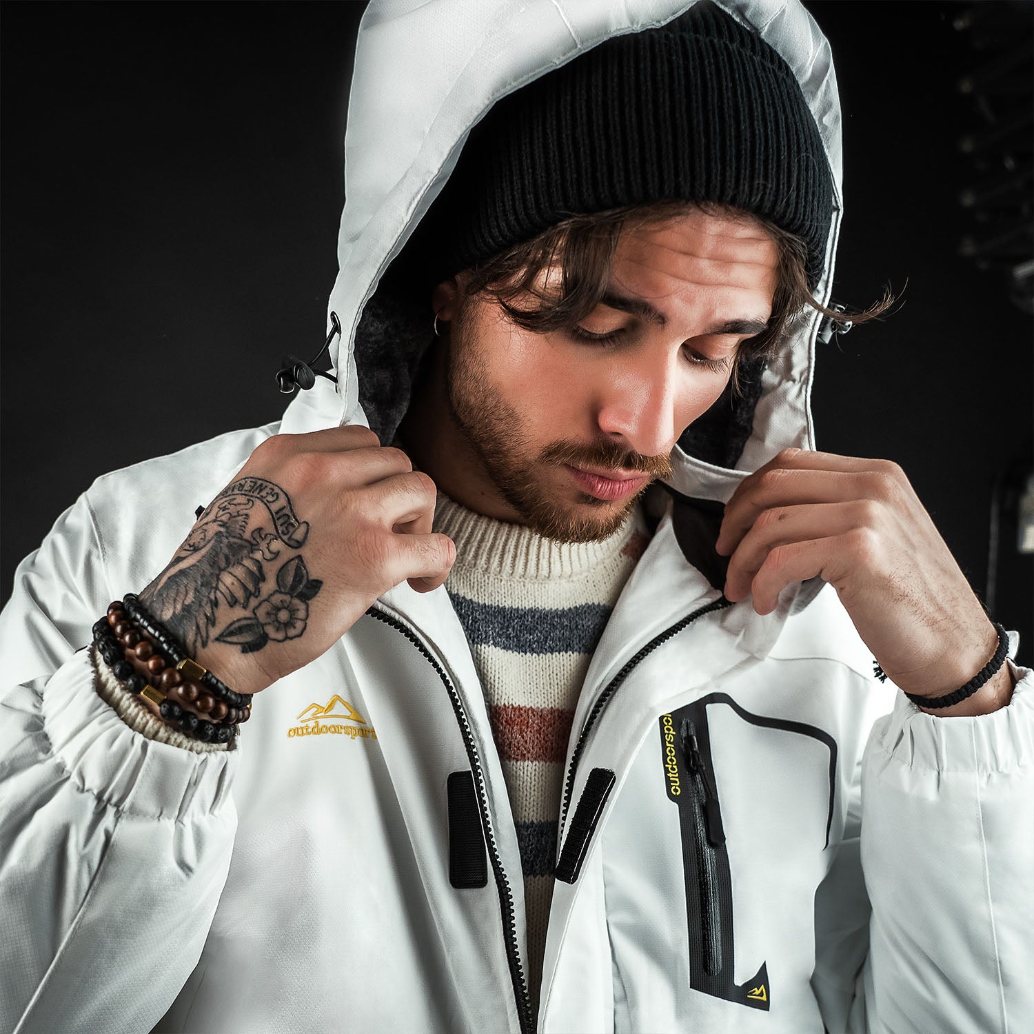 Men's Winter Jacket Water Repellent Ski Snow Jacket Warm Fleece Coat Parka Raincoats With Multi-Pockets