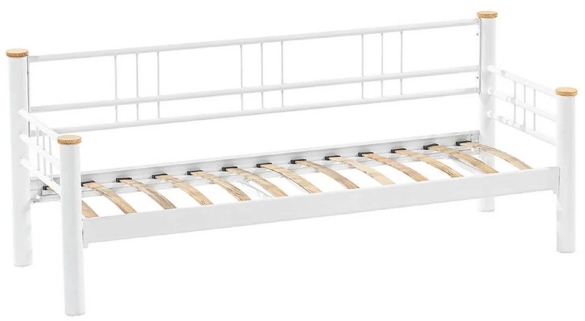 Casa Padrino sof¨¢ de jard¨ªn Art Nouveau azul / blanco / natural 200 x 70 x A. 85 cm - Sof¨¢ de jard¨ªn de metal con cojines - Sof¨¢ de Terraza - Muebles de jard¨ªn - Muebles Art Nouveau