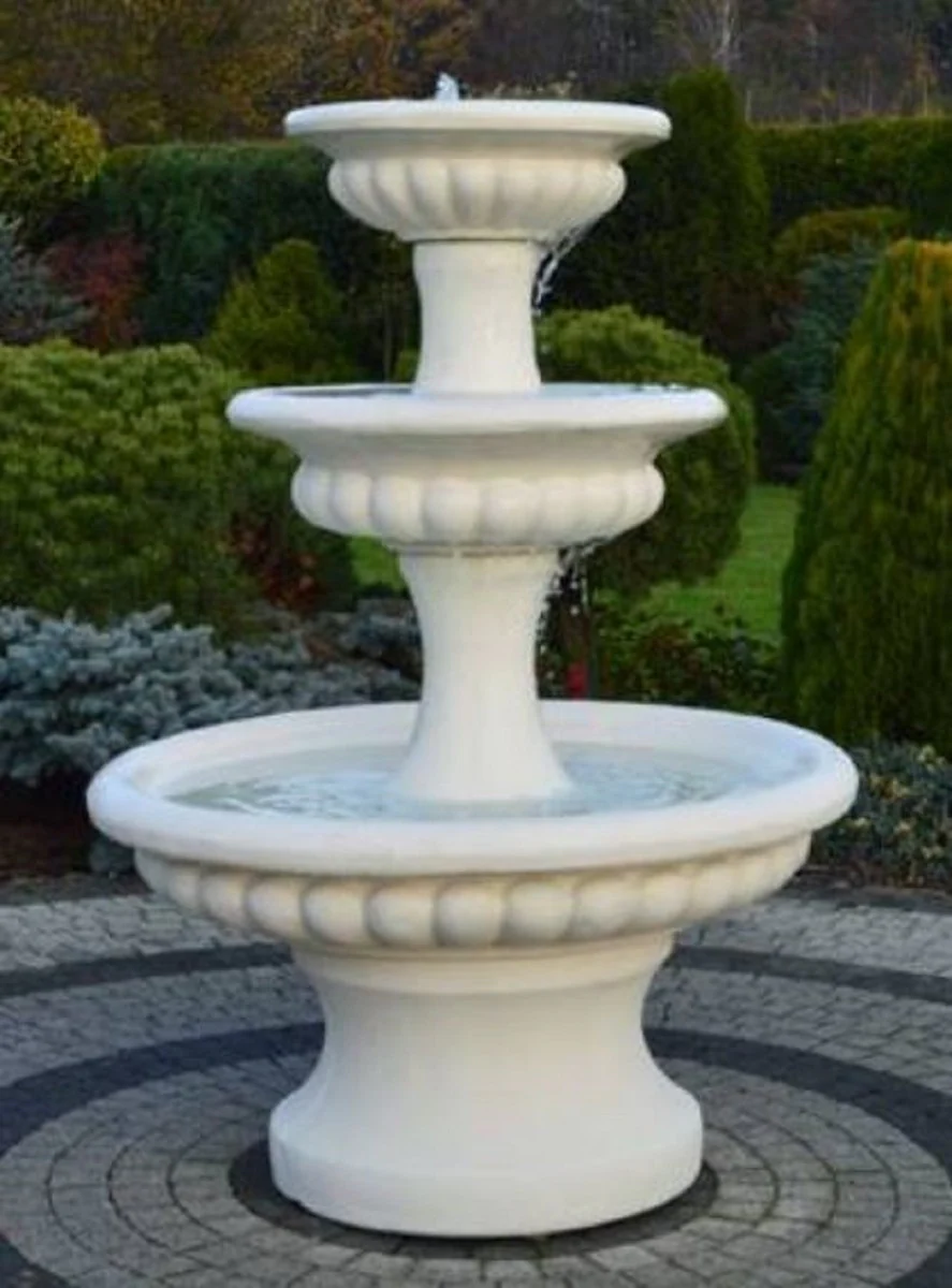 Casa Padrino fuente barroco blanco Ø 120 x A. 171 cm - Magnífica Fuente de Jardín - Fuente de Decoración de Jardín - Accesorios de Decoración de Jardín Barroco y Art Nouveau