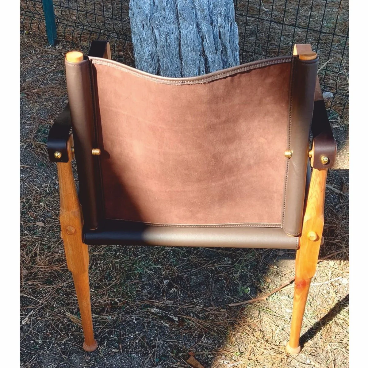 Casa Padrino silla directora de cuero de lujo con reposabrazos marr¨®n / natural - Muebles de cuero genuino