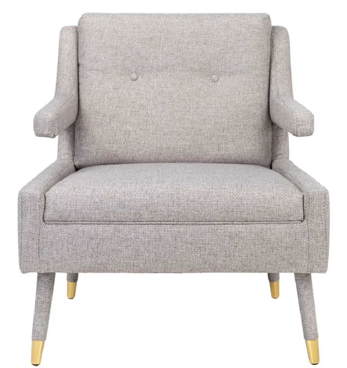 Casa Padrino sill¨®n de lujo gris / oro 76 x 88 x H. 89 cm - Sill¨®n para Sala de Estar Estilo Neocl¨¢sico - Muebles de Sala de Estar de Dise?o