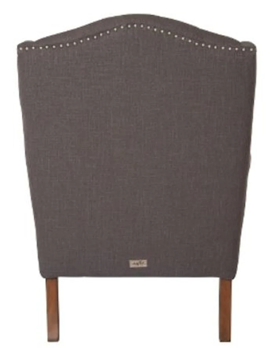 Casa Padrino Luxury Chesterfield Ears Armchair Dark Gray 87 x 89 x H. 109 cm - Living Room Furniture