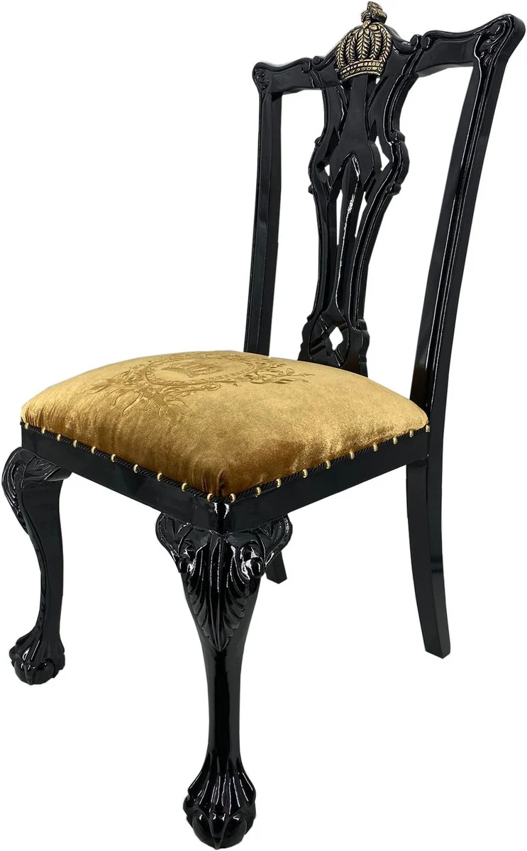 Pomp??s by Casa Padrino silla de comedor barroco de lujo oro / negro - Silla barroco pomposa dise?ada por Harald Gl??ckler - Muebles de comedor barrocos