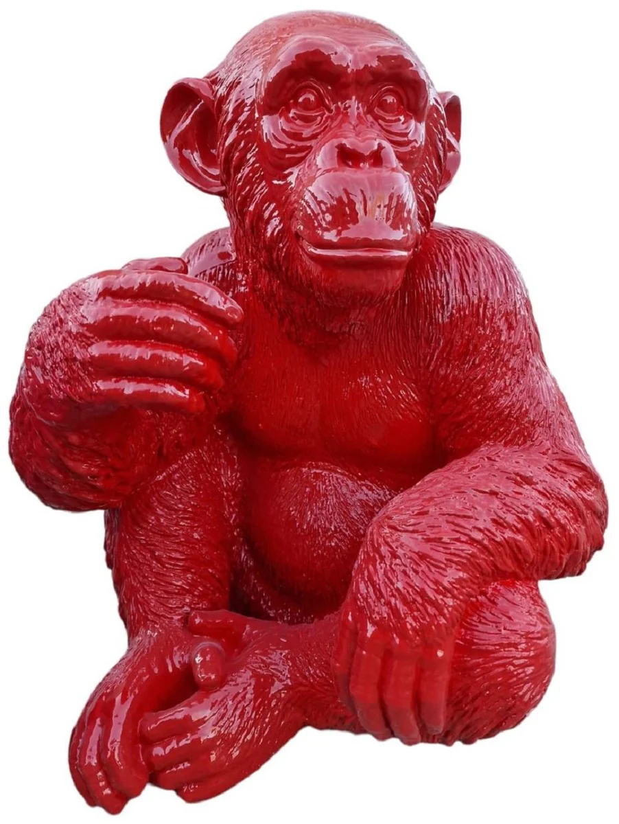 Casa Padrino figura decorativa de dise?o de lujo mono rojo 45 x 39 x A. 55 cm - Figura decorativa de sal¨®n - Figura decorativa de lujo - Figura decorativa de dise?o