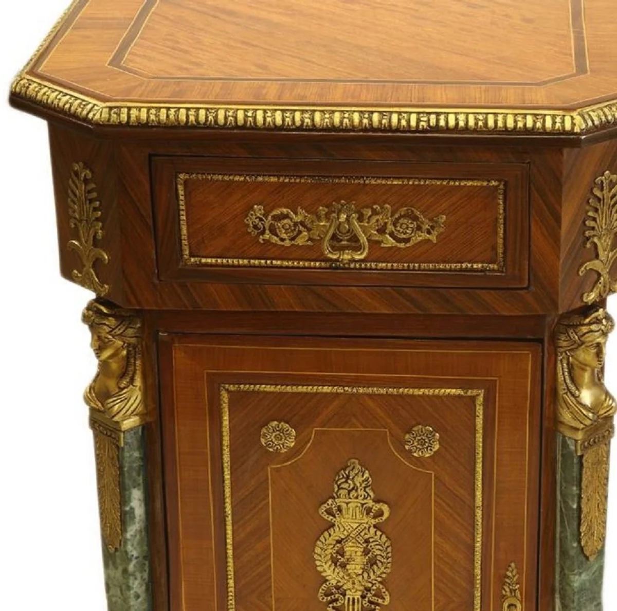 Casa Padrino escritorio barroco de madera maciza marr¨®n / verde / oro - Magn¨ªfica mesa de oficina de estilo barroco - Muebles de oficina barrocos hechos a mano