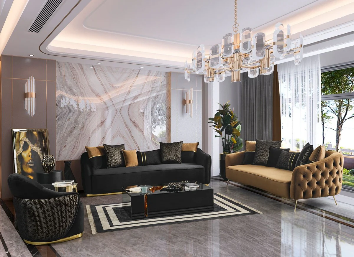 Casa Padrino mesa de centro de lujo negro / oro 110 x 70 x A. 43 cm - Mesa de sal¨®n rectangular - Muebles de sal¨®n - Muebles de lujo - Interiores de lujo - Interiores de sal¨®n