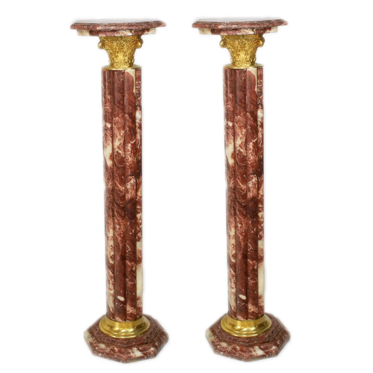 Casa Padrino Baroque marble columns Set Red / Gold - marble column (2 pcs)