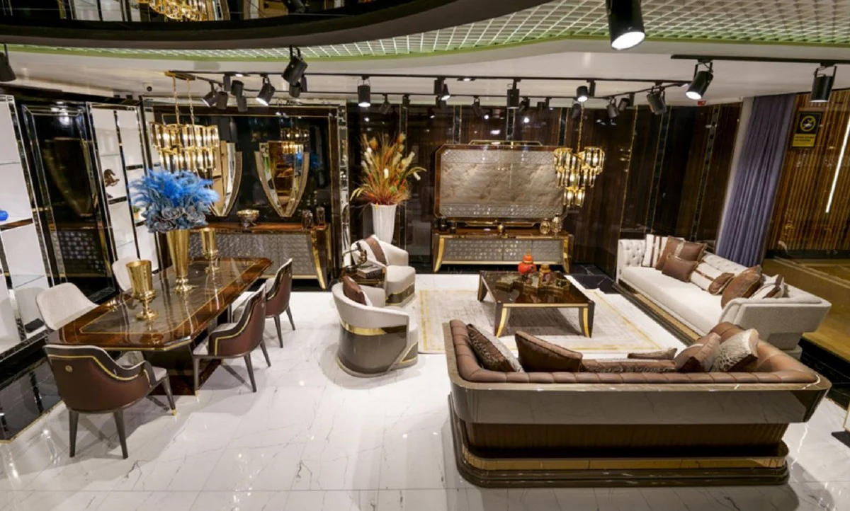 Casa Padrino mesa de centro de lujo marr¨®n / oro - Mesa de sala de estar y hotel noble - Muebles de sala de estar y hotel - Calidad de Lujo