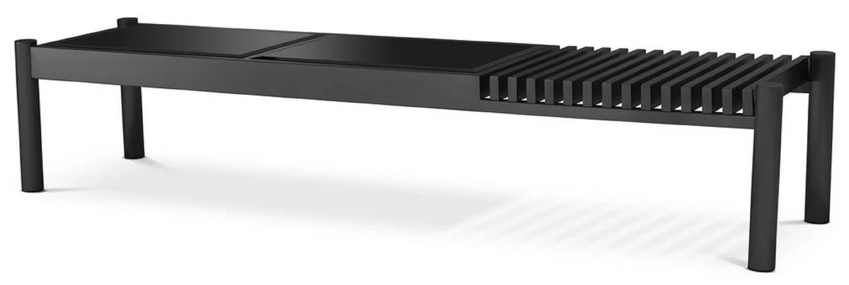 Casa Padrino mesa de centro de lujo bronce / negro 180 x 44 x A. 35,5 cm - Mesa de sal¨®n de acero inoxidable con tapas de vidrio - Muebles de Sal¨®n - Muebles de Lujo