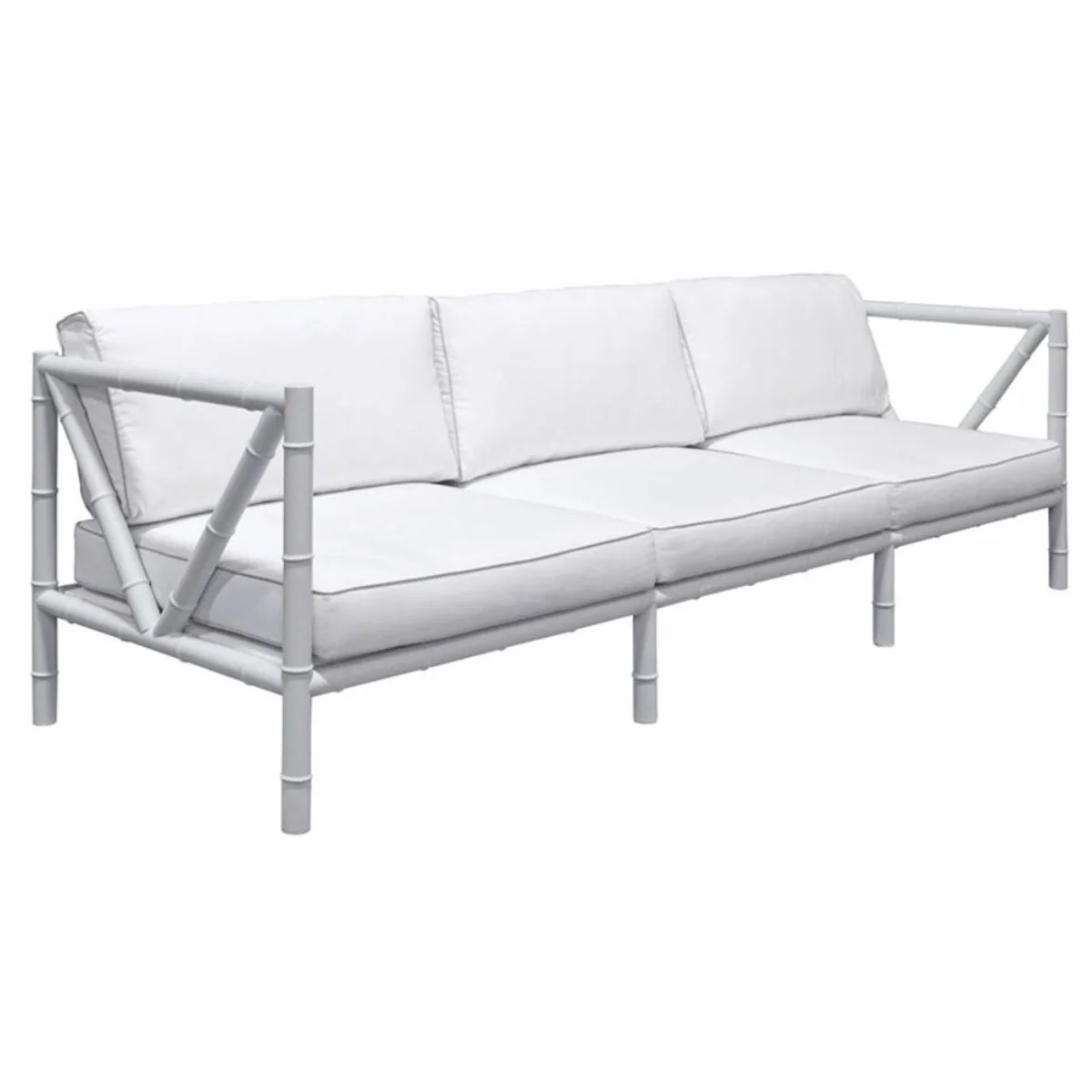 Casa Padrino sof¨¢ de lujo de hierro forjado gris / blanco 280 cm - Sof¨¢ para hotel y jard¨ªn