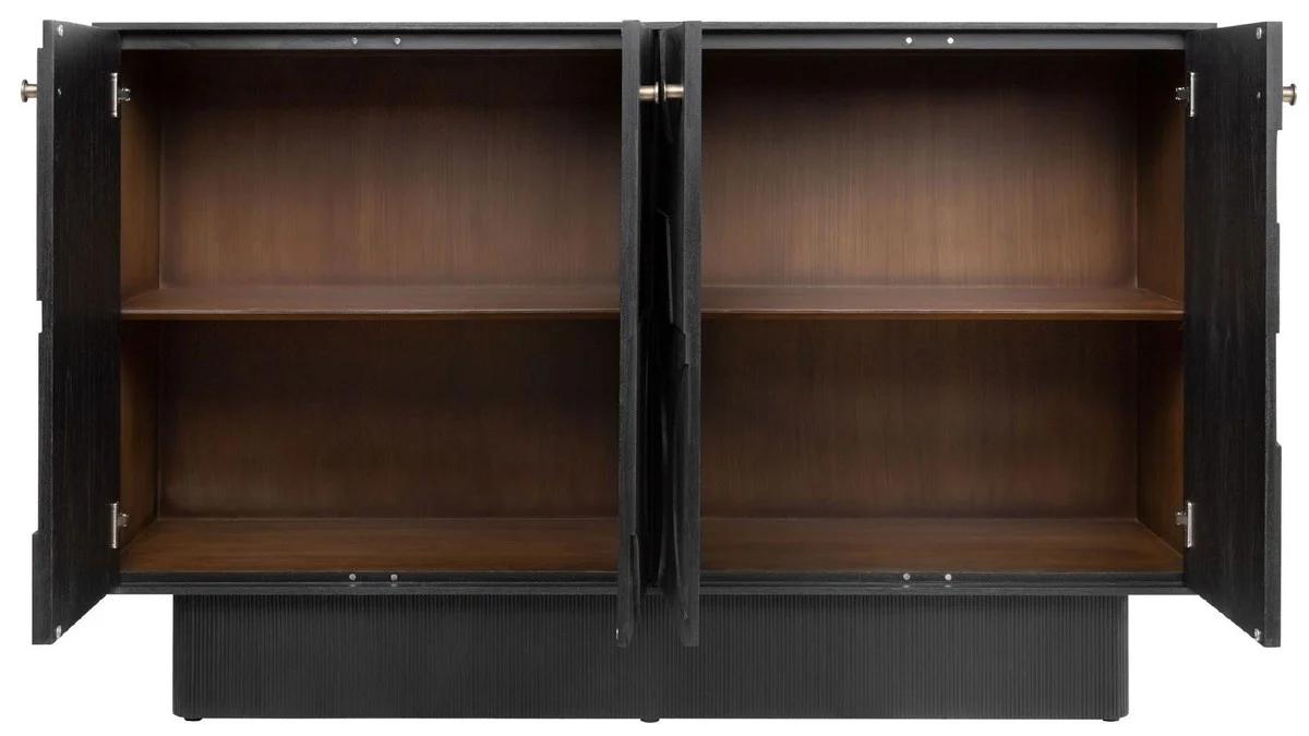 Casa Padrino aparador de diseño de lujo negro 172,5 x 50 x A. 107,5 cm - Armario de madera maciza con 4 puertas - Armario de dormitorio - Armario de salón - Armario de oficina - Muebles de lujo