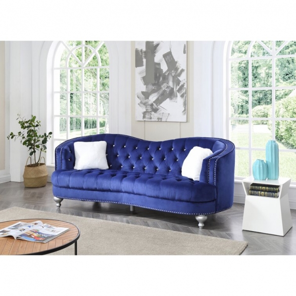 Karli 90�� Velvet Recessed Arm Curved Sofa