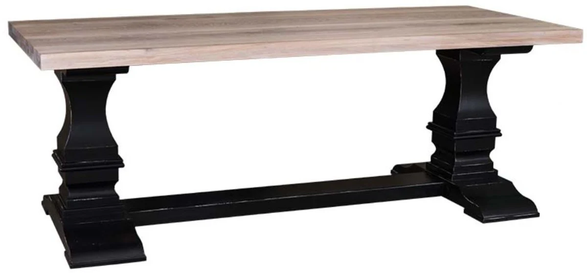 Casa Padrino country house style dining table antique style black / natural 210 x 90 x H. 78 cm - Country House Style Dining Room Furniture