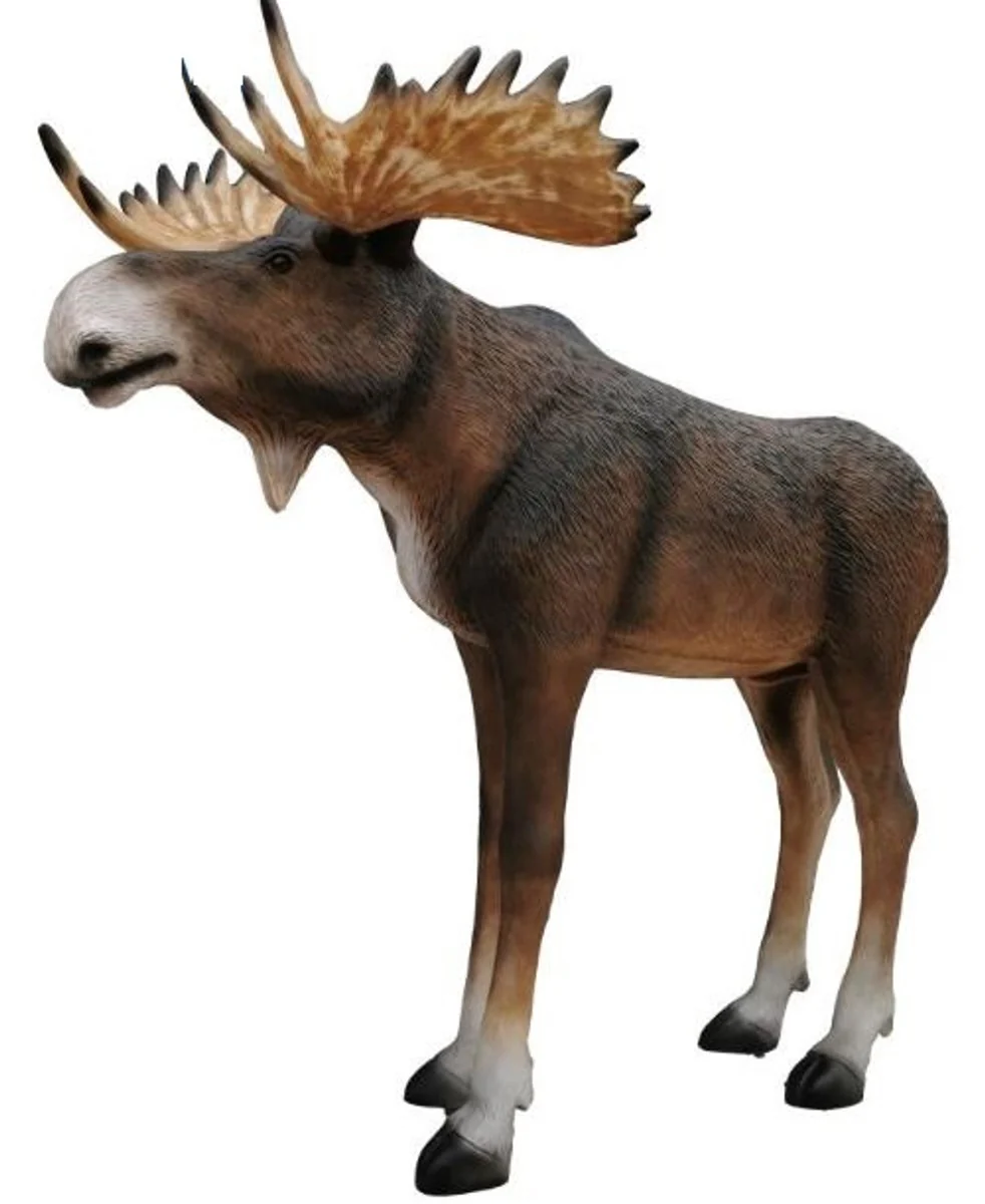 Casa Padrino escultura decorativa alce marrón / blanco / negro 250 x A. 210 cm - Figura Animal Decorativa de Tamaño Natural - Figura Decoración de Jardín Resistente a la Intemperie