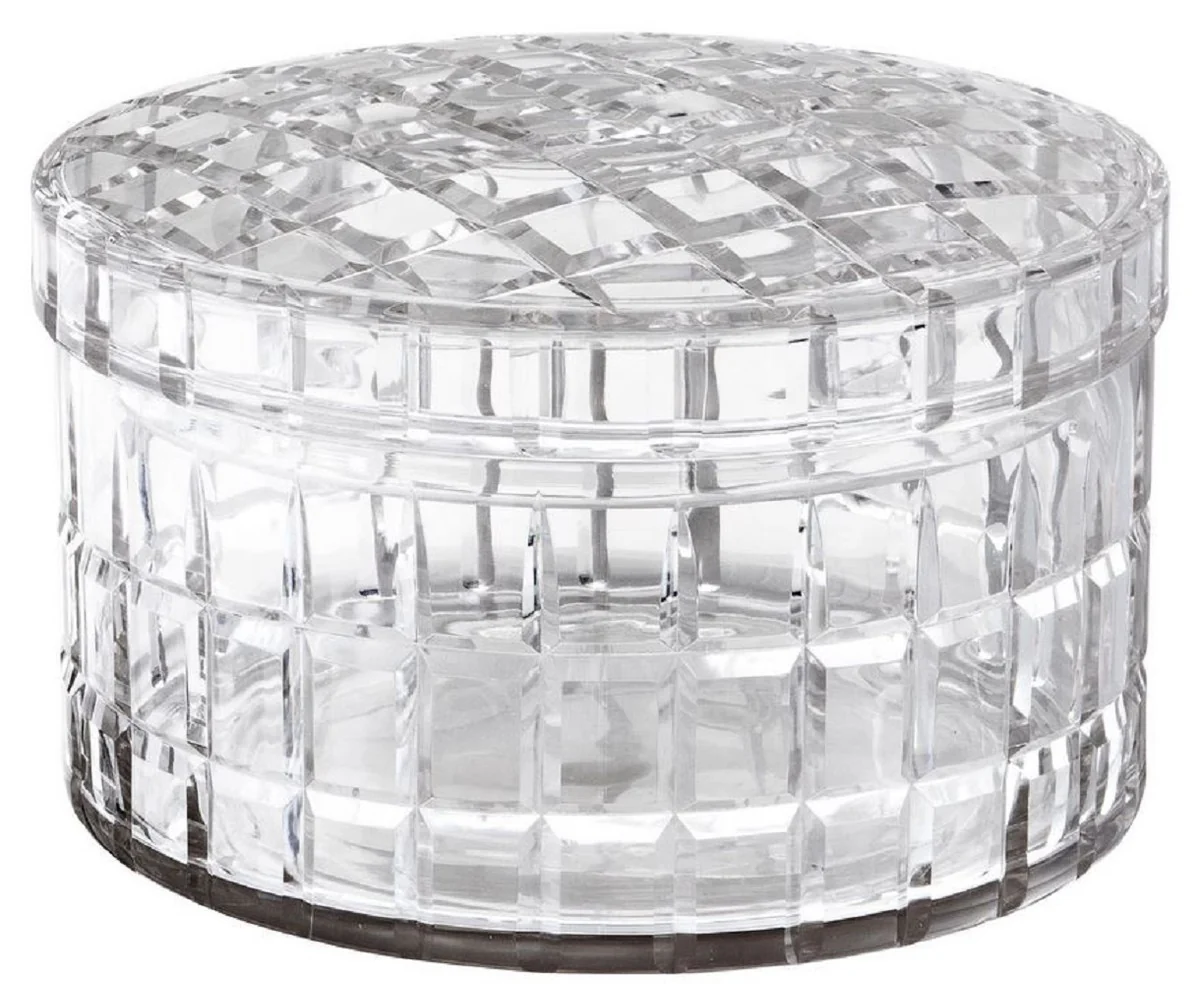 Casa Padrino tazón de vidrio de lujo con tapa Ø 21 x A. 13 cm - Tazón Redondo Decorativo de Vidrio Soplado a Mano