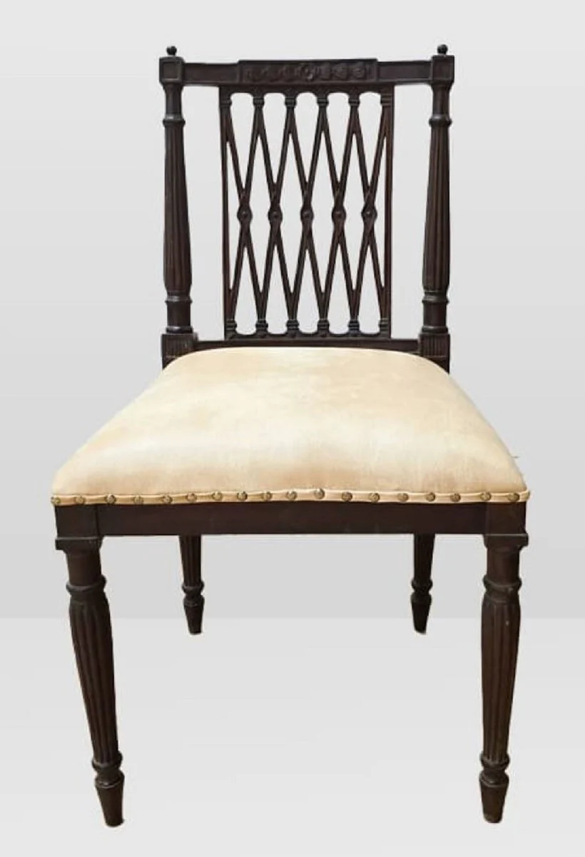 Casa Padrino Silla de Comedor Barroco de Lujo Beige / Marr¨®n Oscuro - Muebles Barrocos - Hecho en Italia