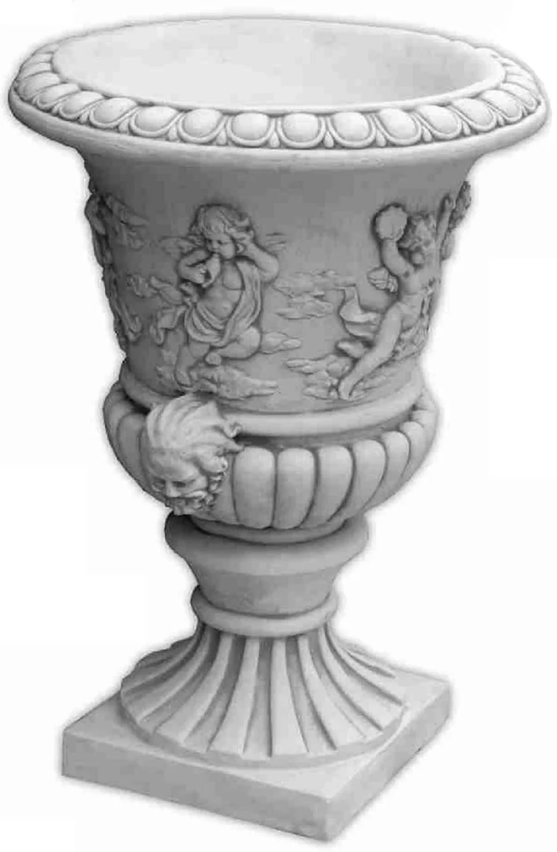 Casa Padrino maceta decorativo de jard¨ªn barroco gris ? 55 x A. 78 cm - Magn¨ªfico macetero de estilo barroco - Decoraci¨®n barroco de jard¨ªn - Decoraci¨®n barroco de terraza - Accesorios barroco
