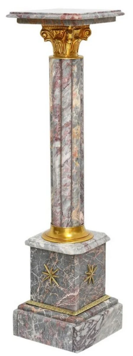 Casa Padrino conjunto de pilares de mármol barroco gris / oro - Magníficos pilares decorativos en estilo barroco - Accesorios decorativos barrocos - Noble y Magnífica