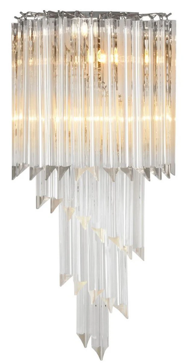 Casa Padrino lámpara de pared de vidrio de lujo plata / vidrio transparente 30 x 14,5 x H. 64,5 cm - Luz de Salón - Calidad de Lujo