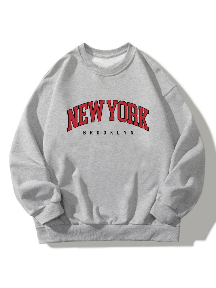 New York Print Crew Neck Relaxed Sweatshirt