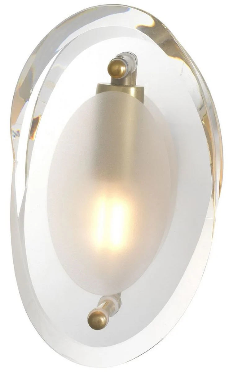 Casa Padrino lámpara de pared de lujo latón antiguo 13 x 13 x A. 22 cm - Elegante lámpara de pared de salón ovalada - Lámparas de Lujo