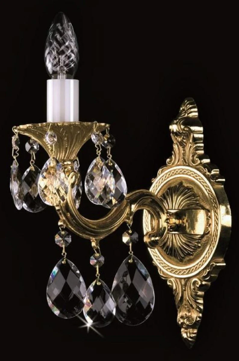 Casa Padrino lámpara de pared de cristal barroco de lujo oro 12 x 20 x A. 32 cm - Magnífico lámpara de pared de latón con cristal de Bohemia - Apliques barrocos
