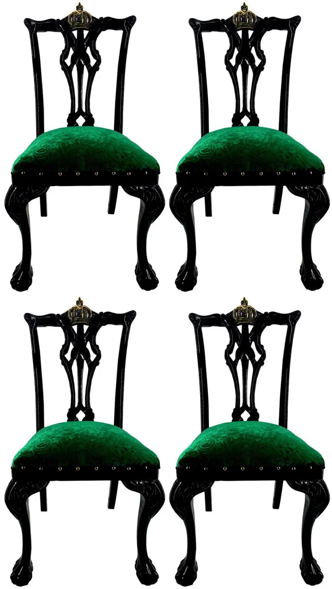 Pomp??s by Casa Padrino sillas de comedor barrocos de lujo verde / negro / oro - Sillas barrocas Pomp??s dise?adas por Harald Gl??ckler - 4 Sillas de Comedor - Muebles de comedor barrocos