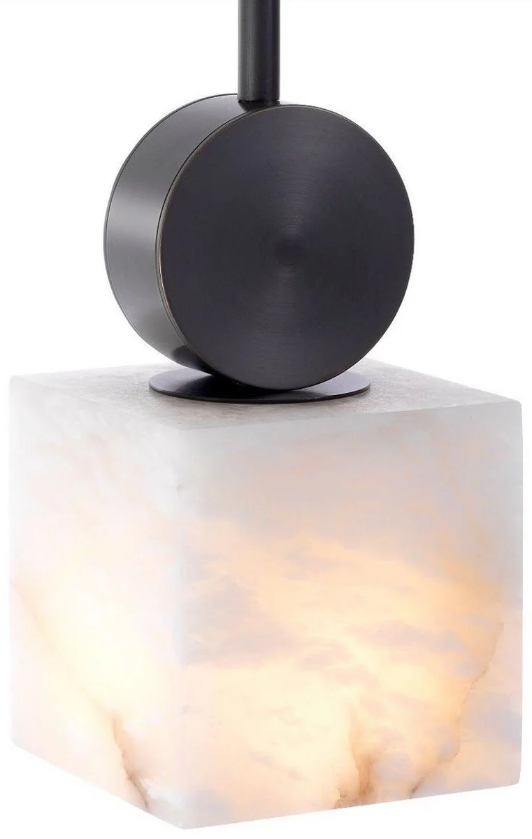 Casa Padrino lámpara colgante de lujo bronce / alabastro 12 x 12 x A. 24 cm - Lámpara de mesa moderna con pantalla cuadrada de alabastro - Colección de Lujo