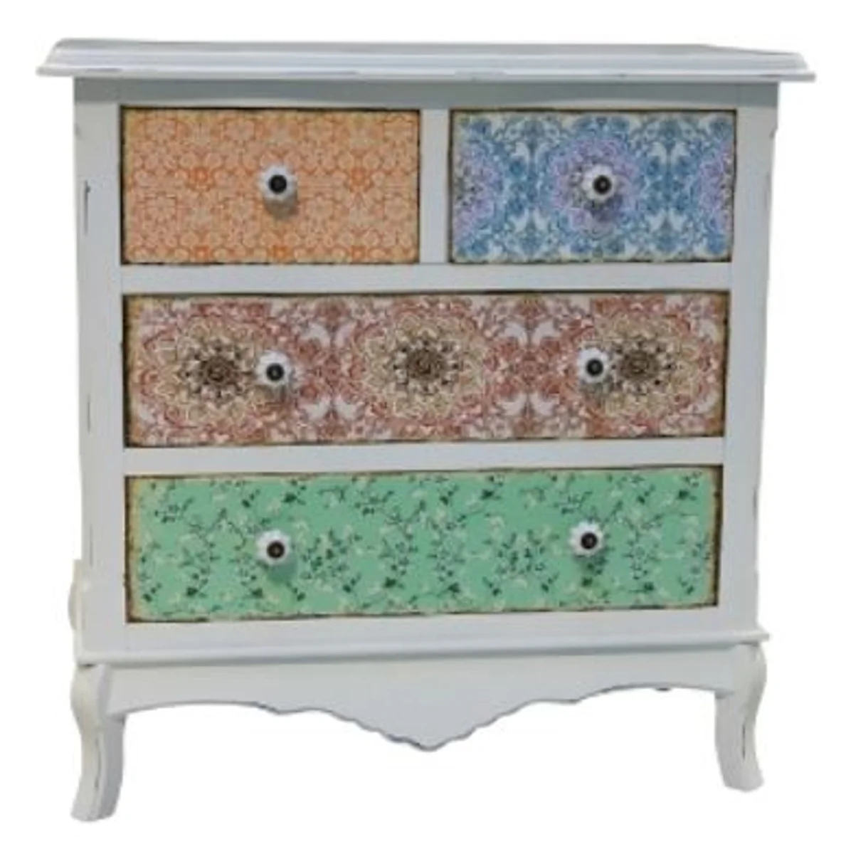 Casa Padrino Country Style Shabby Chic Chest of Drawers Antique White / Multicolor 70 x 38 x H. 71 cm - Country Style Collection