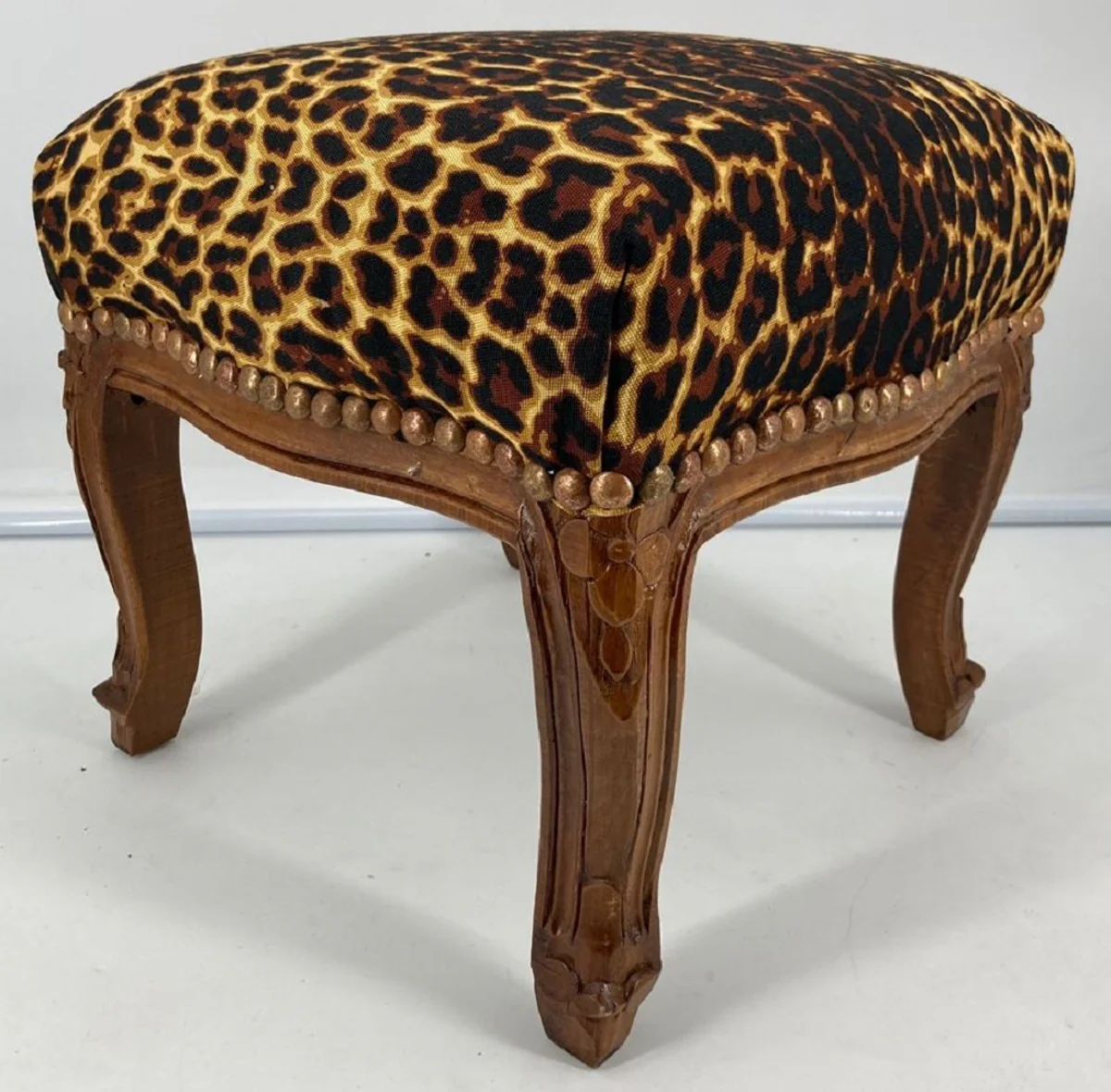 Casa Padrino reposapi¨¦s barroco leopardo patr¨®n / marr¨®n - Taburete de estilo antiguo hecho a mano en estilo barroco - Muebles de sal¨®n de estilo barroco