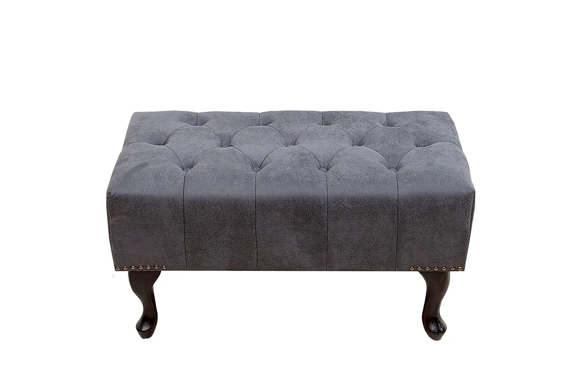 Chesterfield Footstool Antiguo gris de la casa Casa Padrino