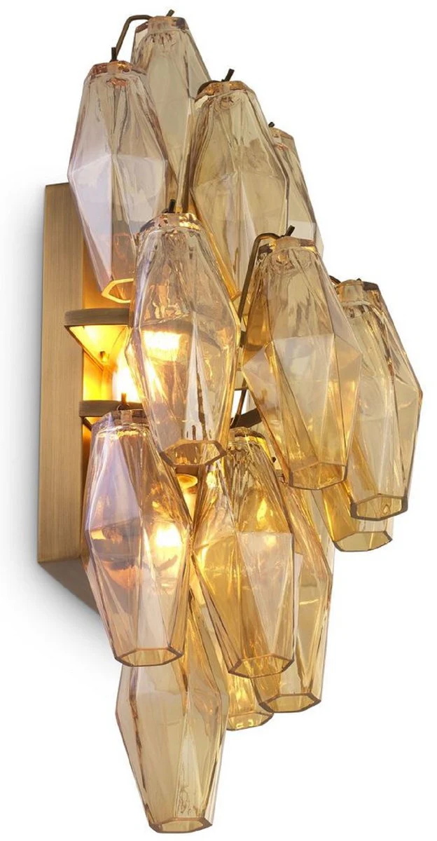 Casa Padrino lámpara de pared de lujo ámbar / latón antiguo 31 x 19 x A. 50 cm - Lámpara de Pared Elegante para Hotel y Restaurante - Colección de Lujo