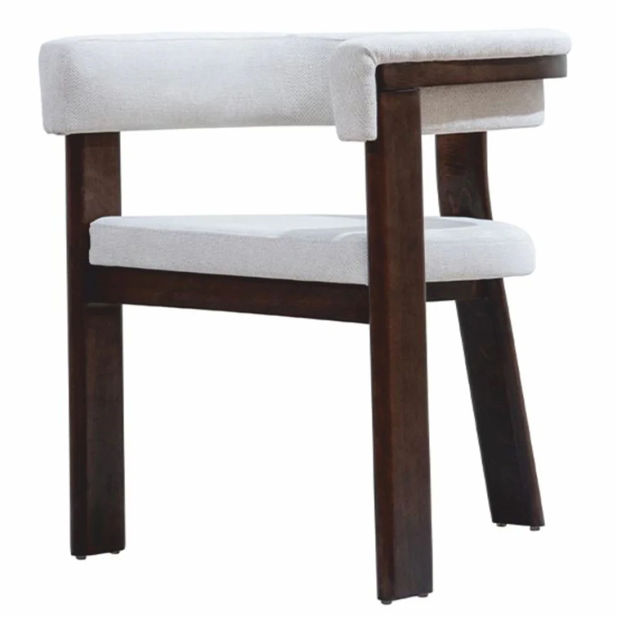 Casa Padrino silla de comedor de lujo con reposabrazos blanco / marr¨®n oscuro - Muebles de comedor