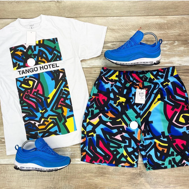 Suitmens Men's Daily Casual 3D Printed Short Sleeve T-Shirt Set 01