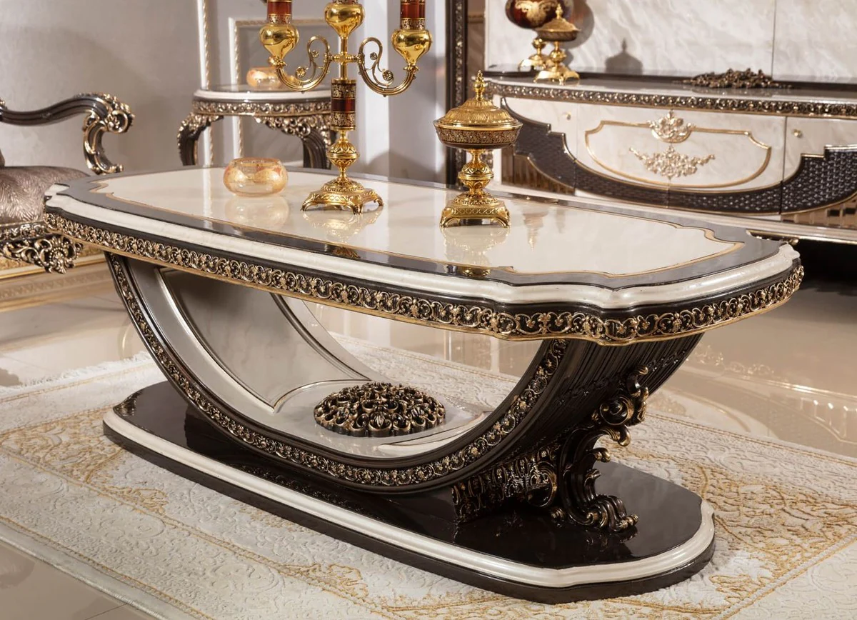 Casa Padrino mesa de centro barroco de lujo crema / marr¨®n oscuro / oro 168 cm